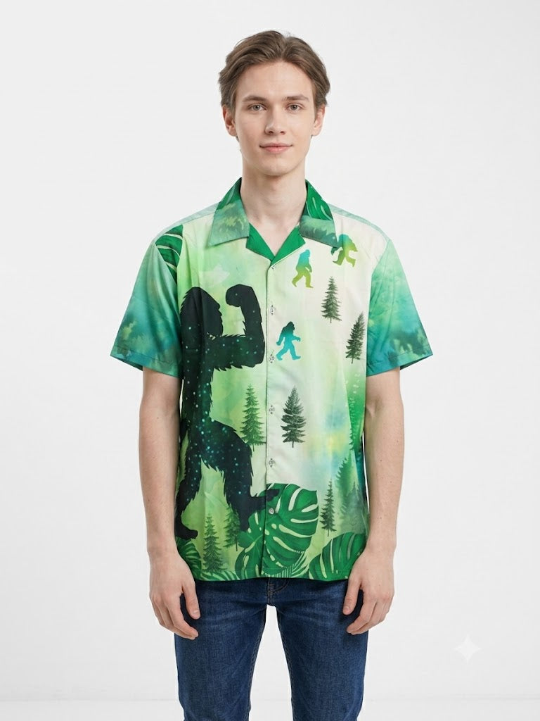 Poly Print Hawaiian Shirts BIGFOOT GREEN