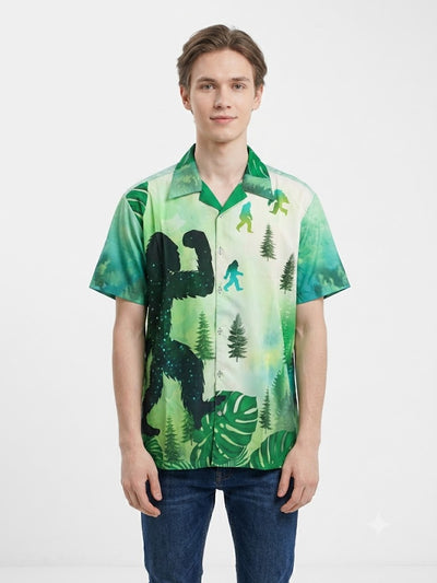 Poly Print Hawaiian Shirts BIGFOOT GREEN