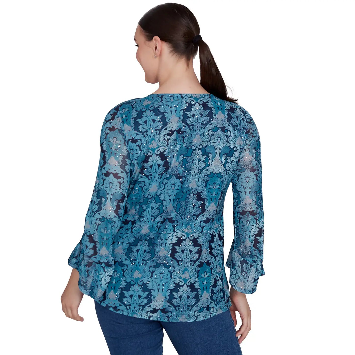 Damask Mesh Top Jade multi  - Ruby Rd