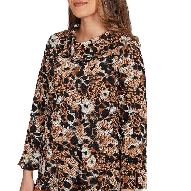 Vintage Floral Spots Embellished Top Tan Multi - Ruby Rd