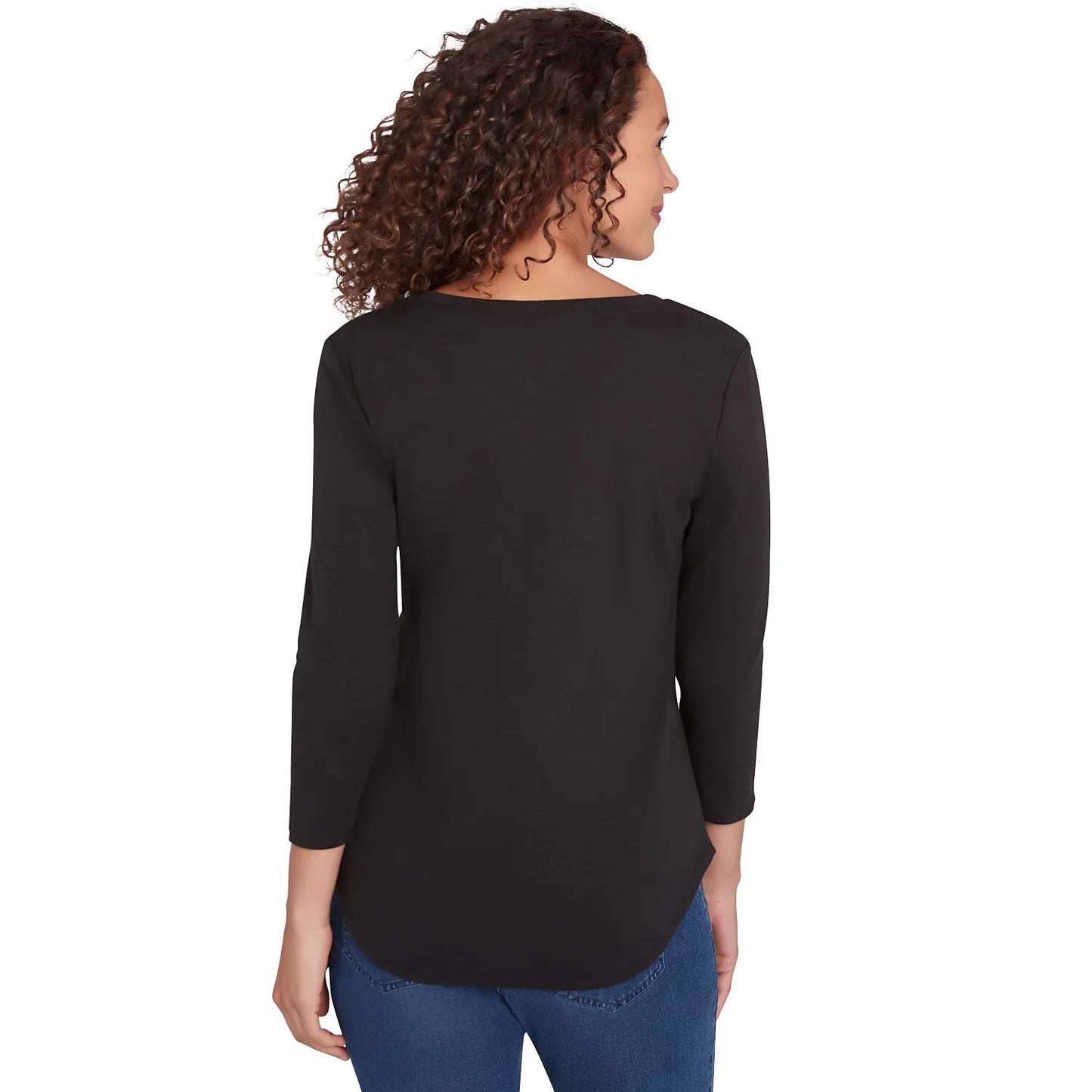 Scoop Neck Ribbed Solid Top Black - Ruby Rd