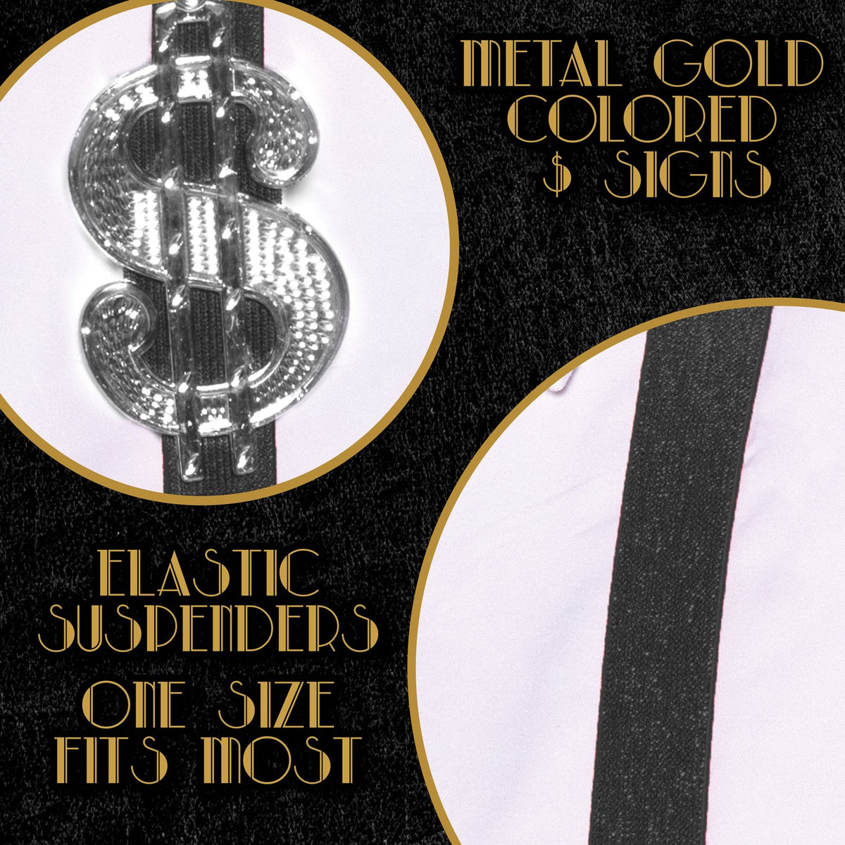 Suspenders With $ Sign Silver