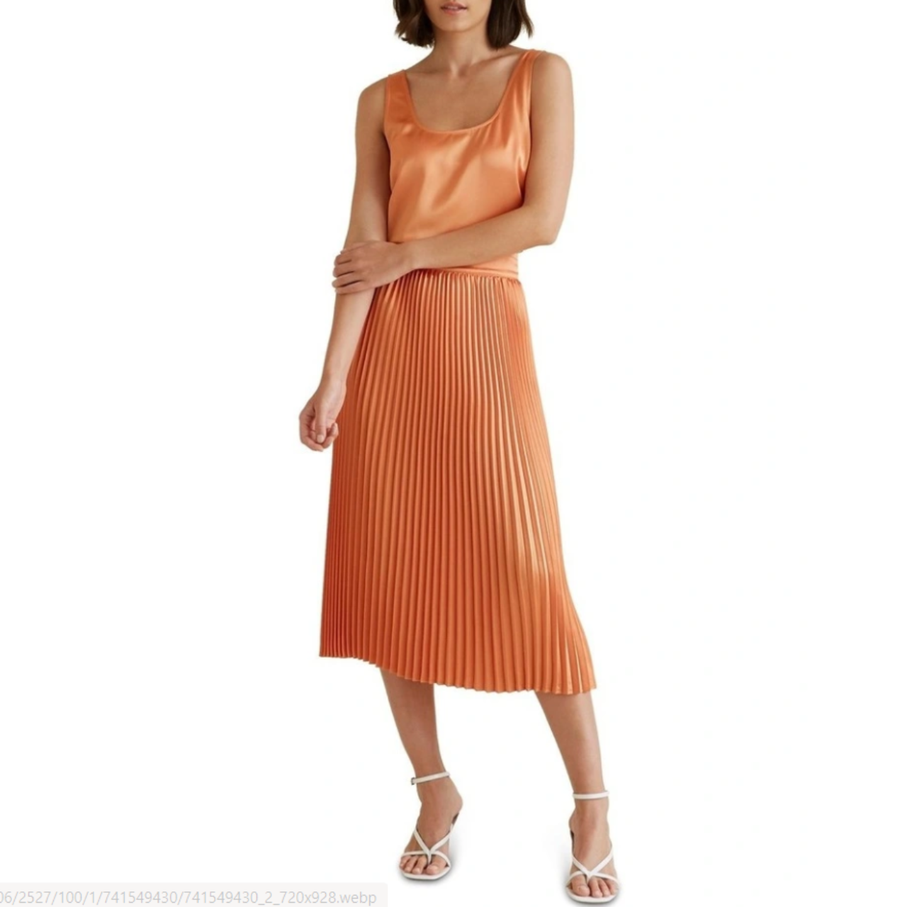 Ladies Solid 36" Pleated Skirt Orange - Liz & Lilli