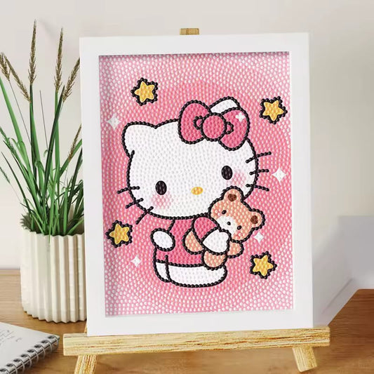 Cartoon Animation Paste Pintura, Handmade Full Diamond Adesivos, Hello Katty