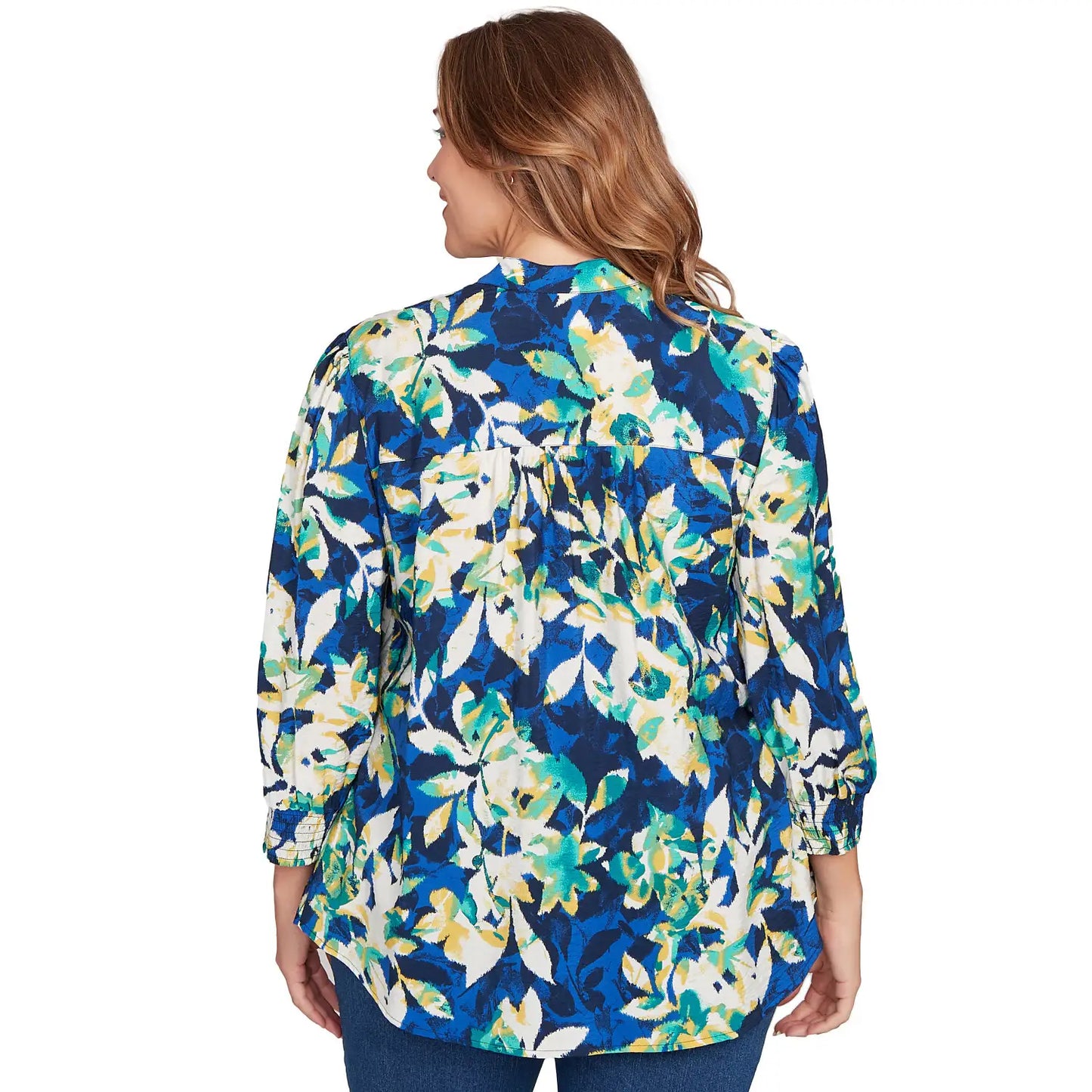 Plus Floral Silky Voile Button Down Blouse  - Ruby Rd