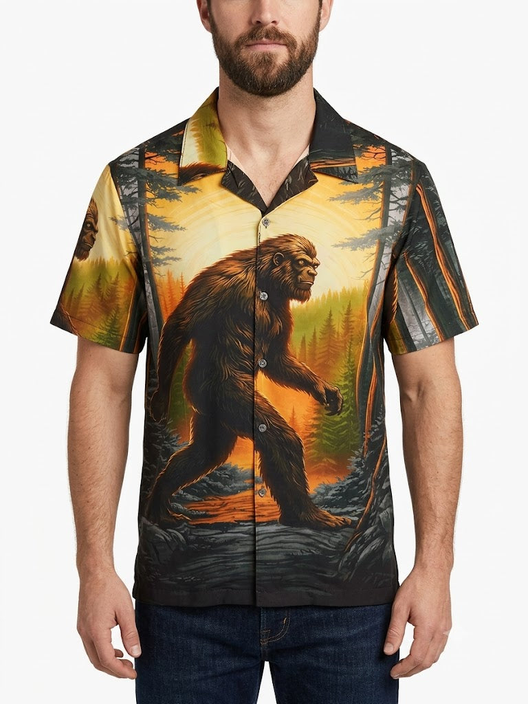 Poly Print Hawaiian Shirts BIGFOOT BROWN