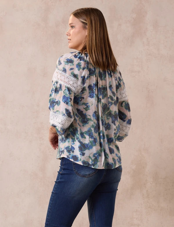 Blouse Coconut/Blue Multi - Zac & Rachel