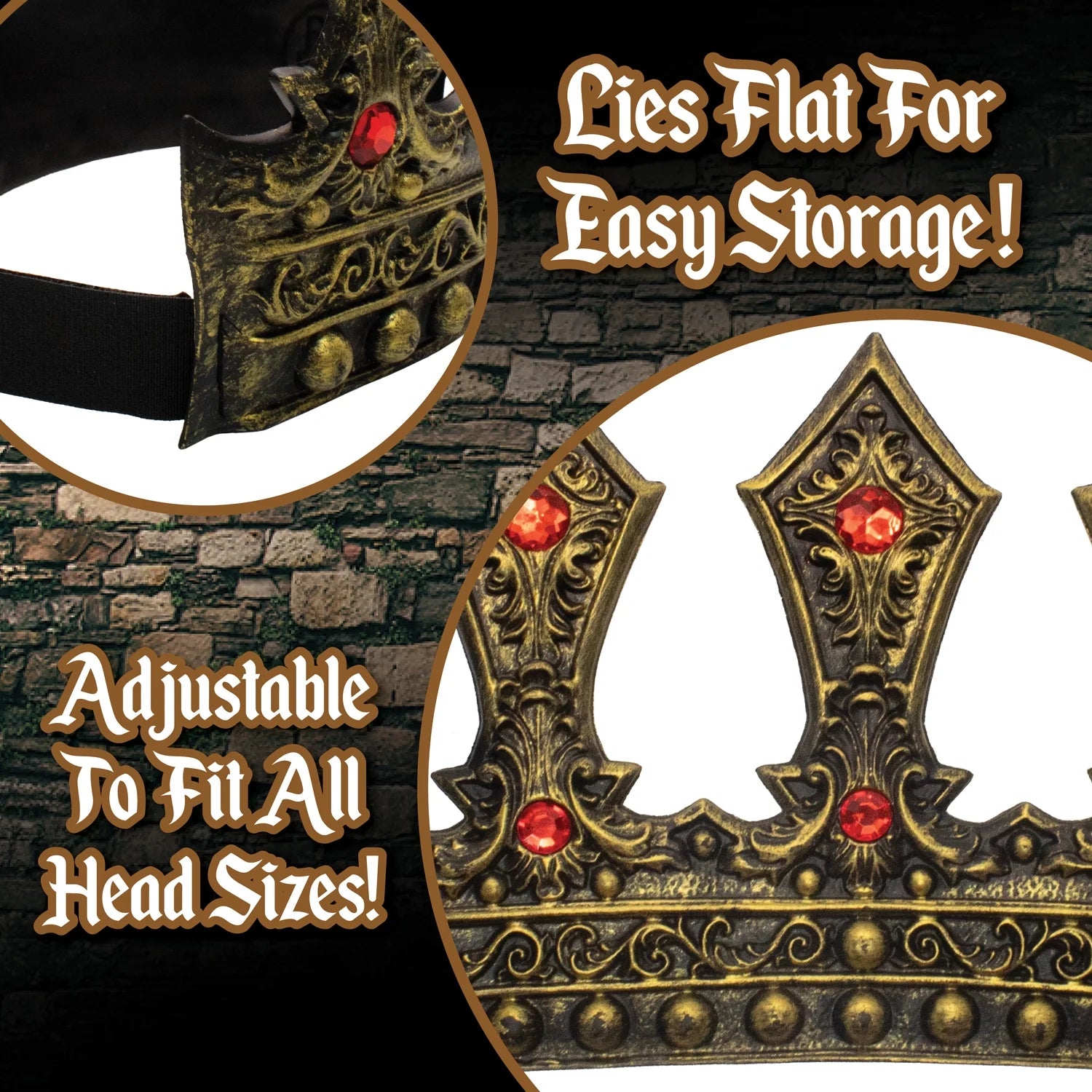 Kings Bronze Foam Crown with Red Jewels