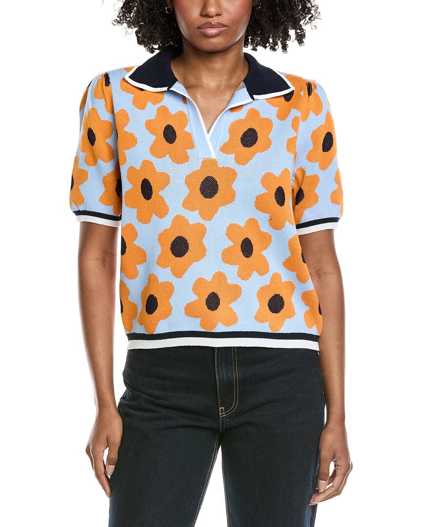 Polo Sweater Airy Blue / Orange - Nanette