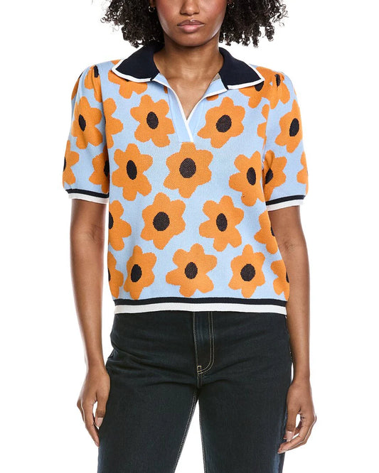 Polo Sweater Airy Blue / Orange - Nanette