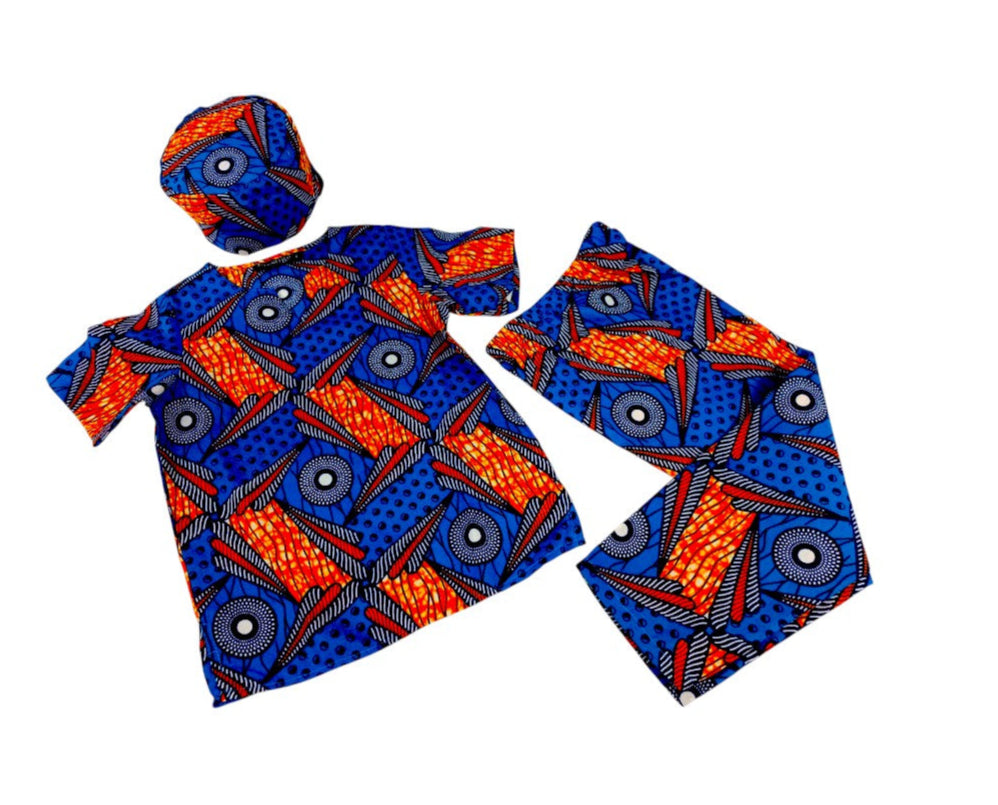 Conjunto Niño Azul-Naranja (Etnia Negra)
