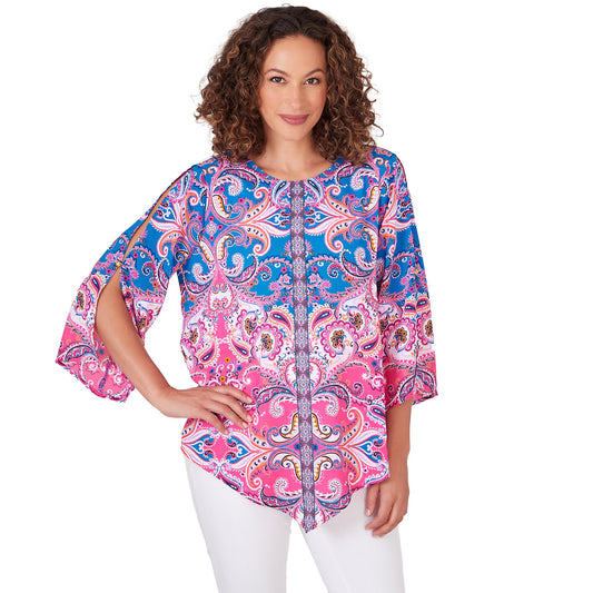 Woven Paisley Top Raspberry  - Ruby Rd
