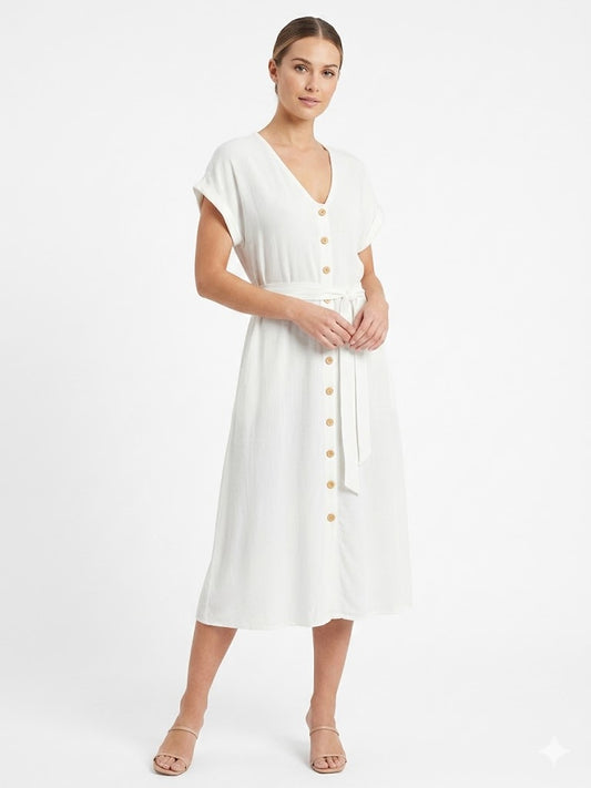 Ladies Yummy Maxi Dress, White - Liz & Lilli