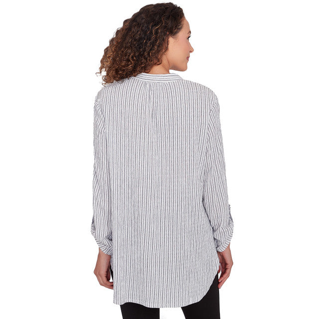 Puckered Stripe Pattern Top Black/White - Ruby Rd