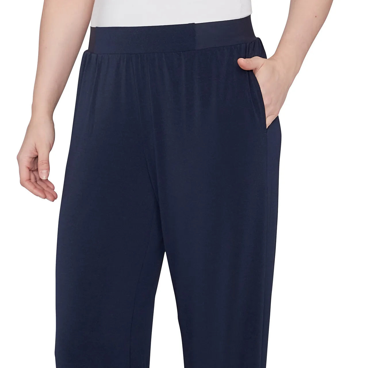 Crepe Stretch Wide Leg Pants Navy- Ruby Rd