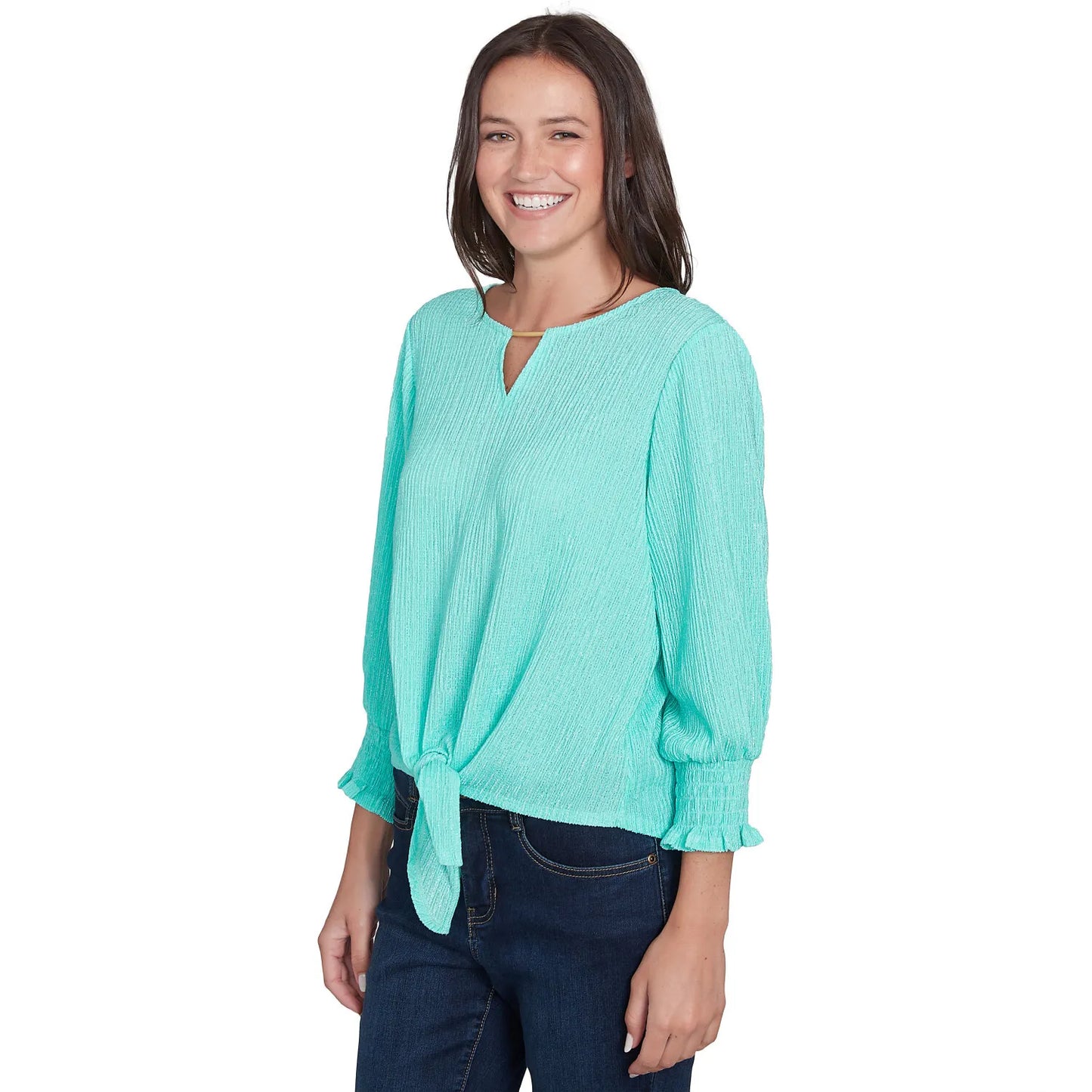Solid Crinkle Shine Tie Front Top Julep Multi    - Ruby Rd