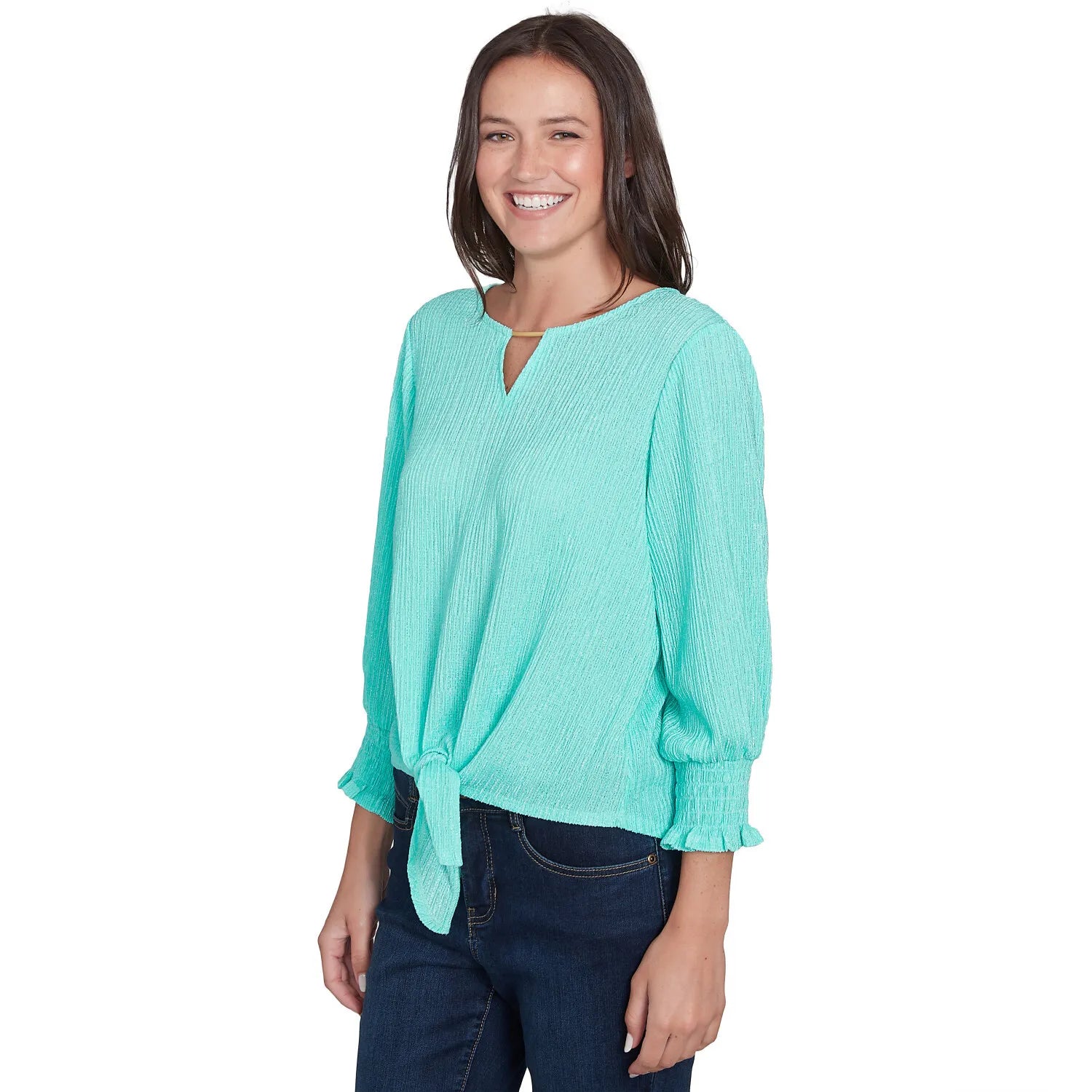 Solid Crinkle Shine Tie Front Top Julep Multi    - Ruby Rd