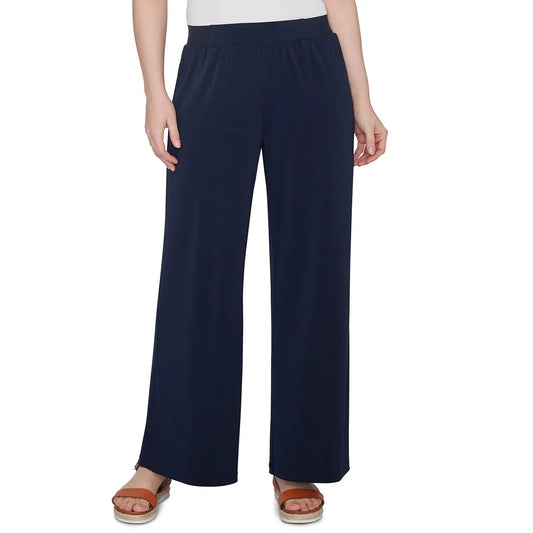 Crepe Stretch Wide Leg Pants Navy- Ruby Rd
