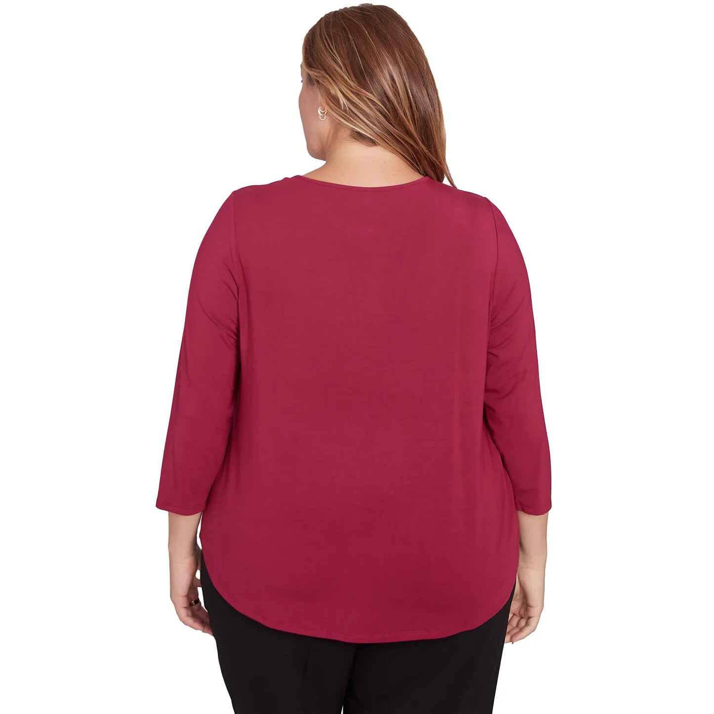 Plus Berry Chain Embellished Solid Knit Top -Ruby Rd