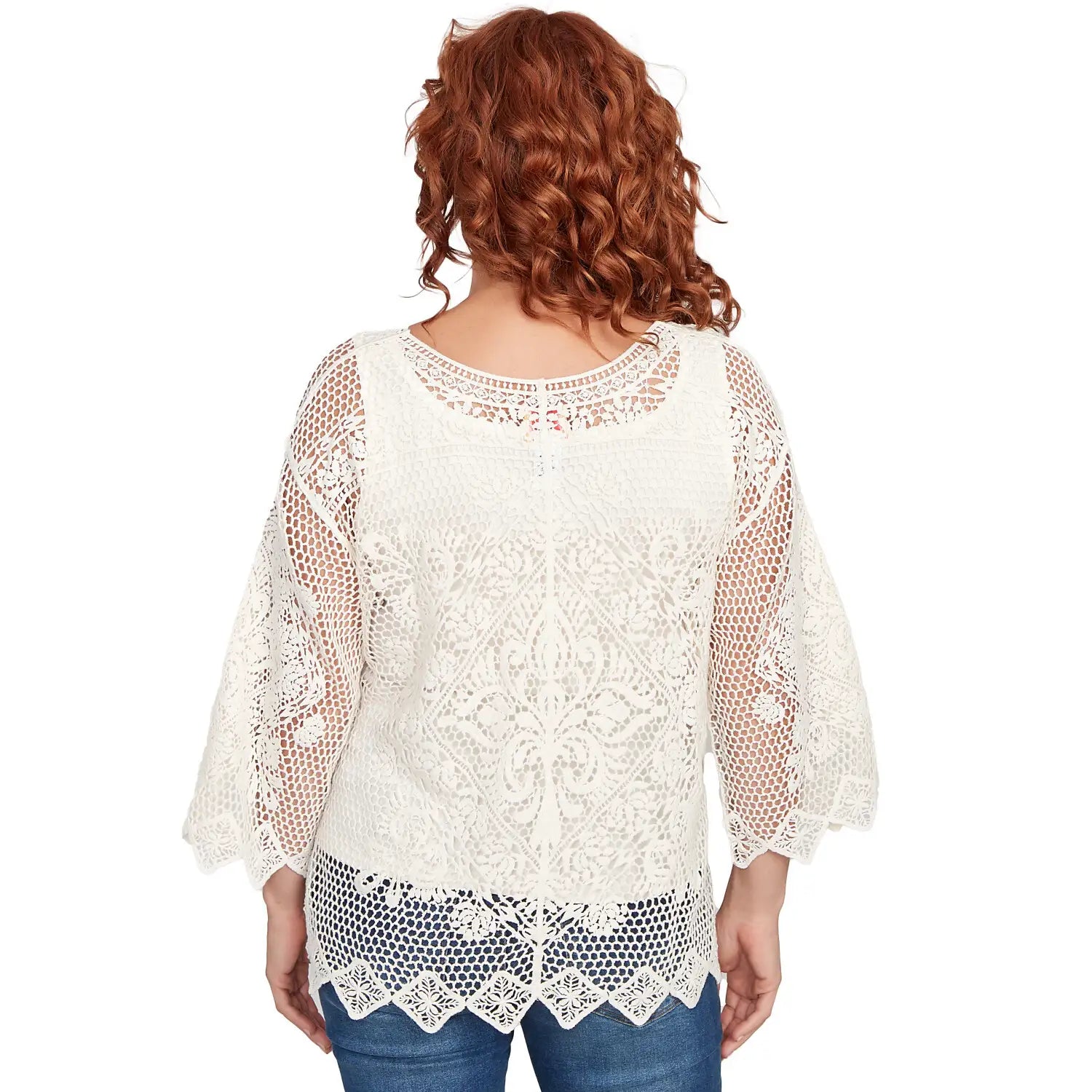 Lined Medallion Crochet Top Ivory  - Ruby Rd