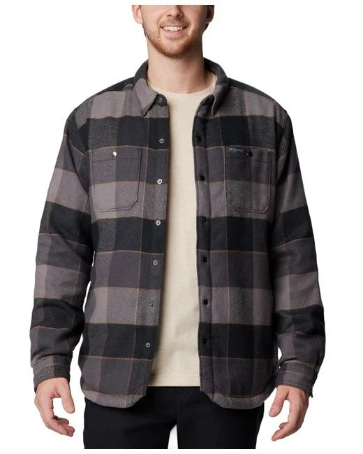 Snap Front Sherpa Shirt Jacket Black