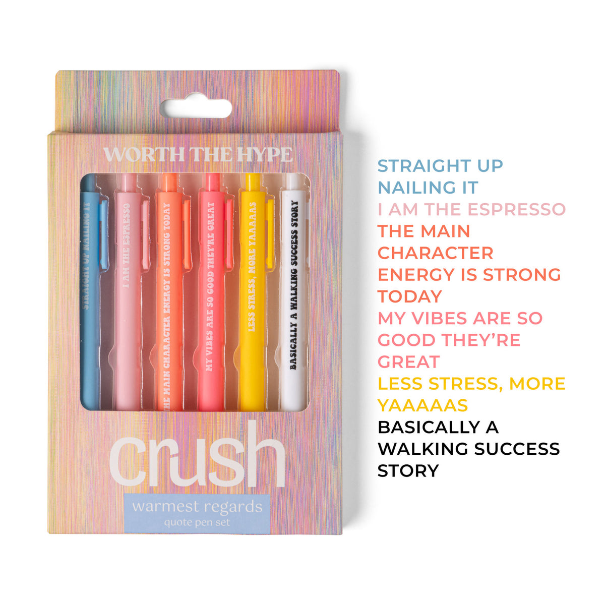 Crush Warmest Regards Quote Pen Set Pink