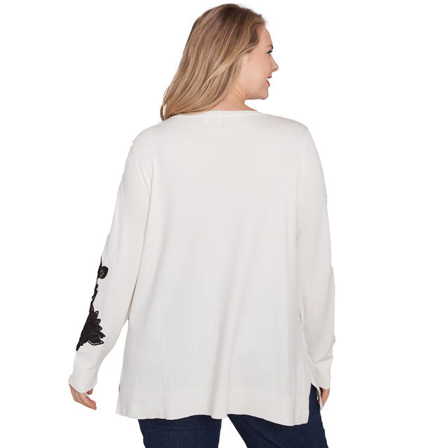 Plus Floral Lace Fine Gauge Sweater -Ruby Rd