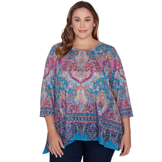 Plus Boho Mediterranean Border Topi Mediterranean Blue - Ruby Rd
