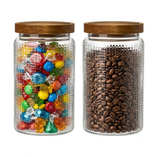 Paquete de 2 botes de vidrio con tachuelas de 33.8 oz con tapa de madera