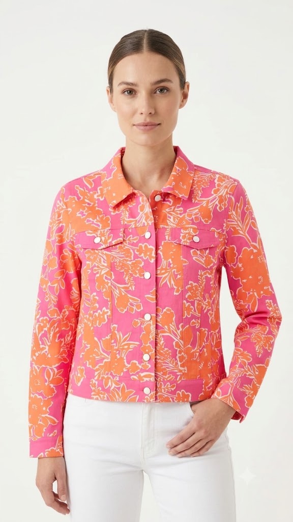 Blouse Printed  Flowers Pink-Orange- Ninety