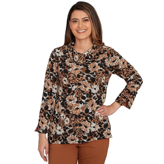 Vintage Floral Spots Embellished Top Tan Multi - Ruby Rd