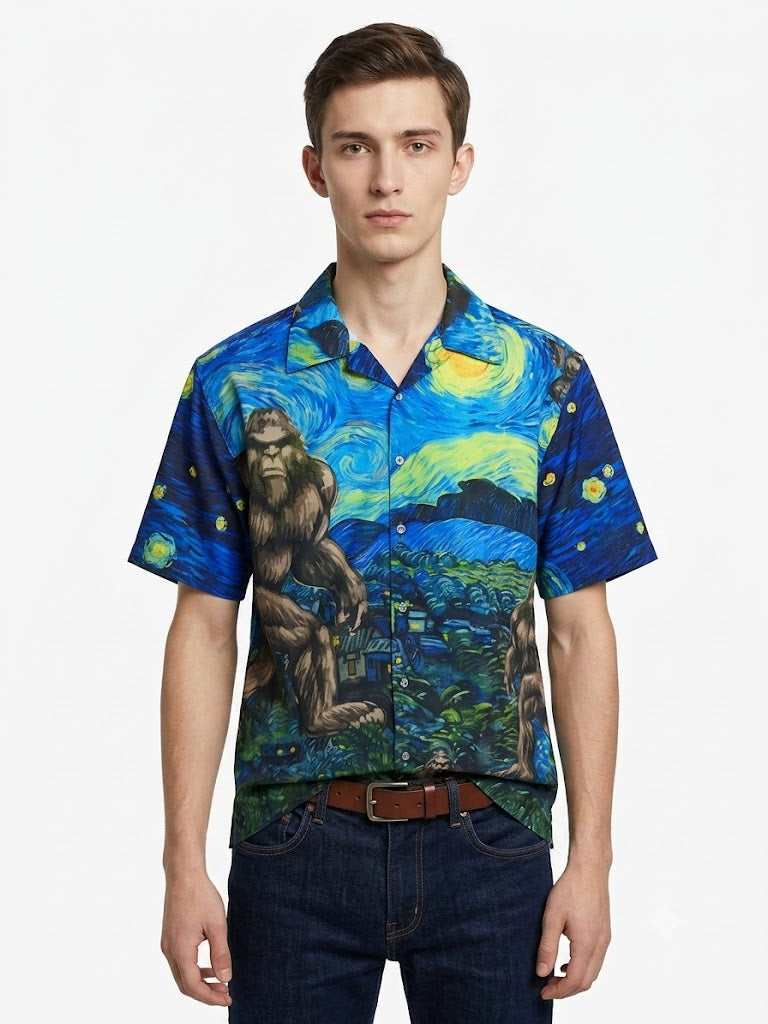 Poly Print Hawaiian Shirts BLUE