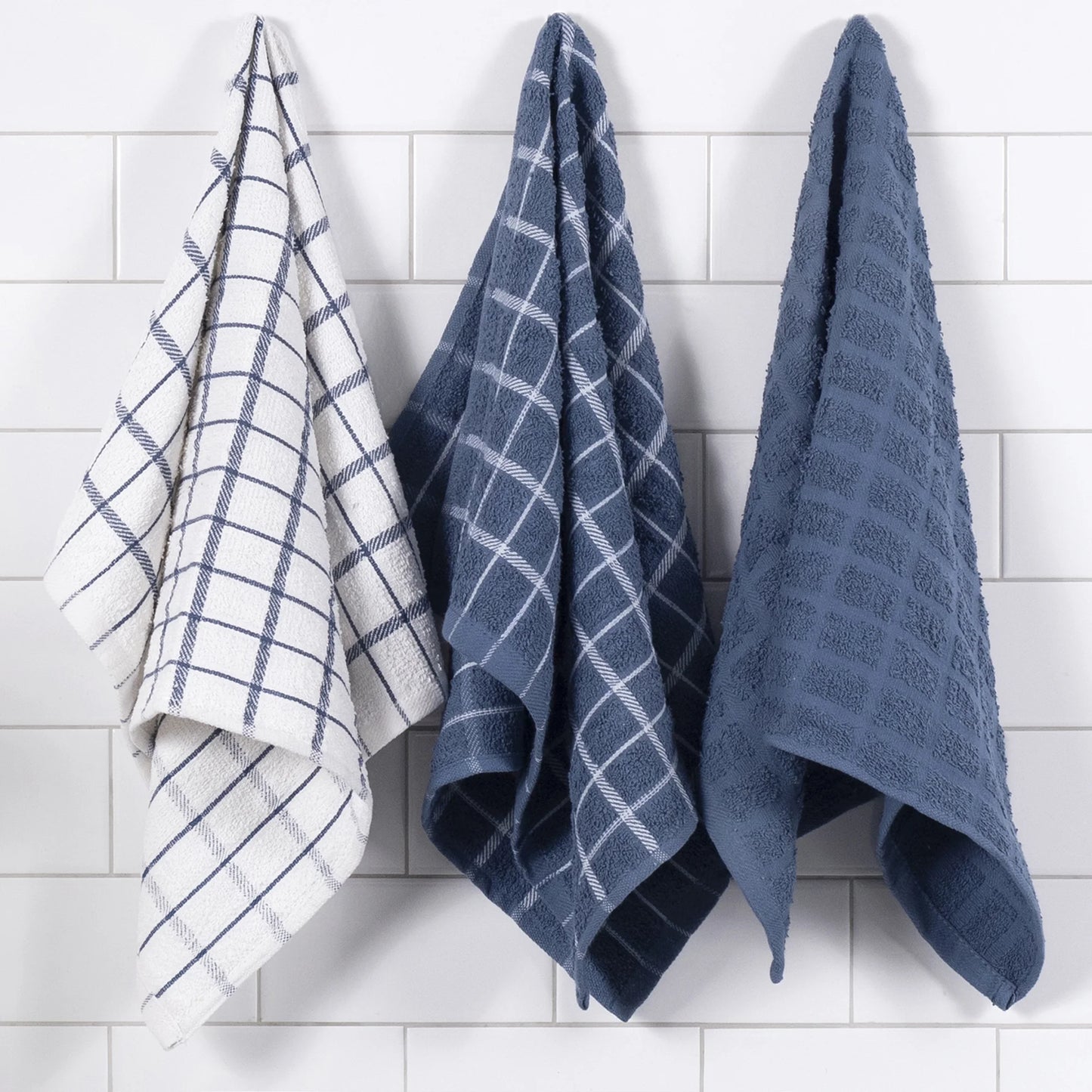 3Pk Terry Kitchen Towel Federal Blue  16 x 25