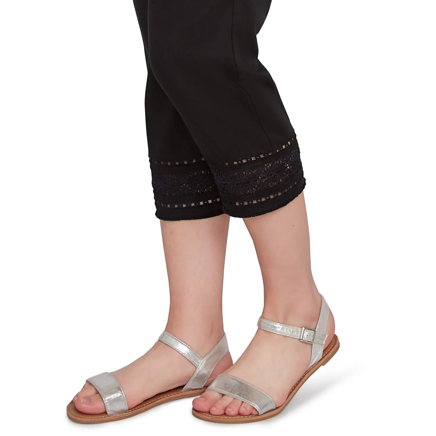 Lotus Lace Soft Denim Capri Black  -Ruby Rd
