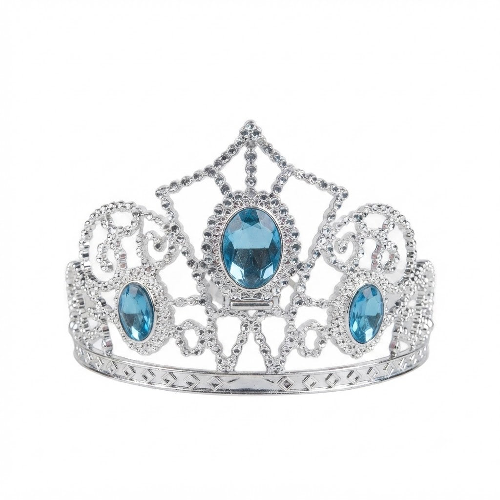 Rhinestone Tiara Silver-Blue