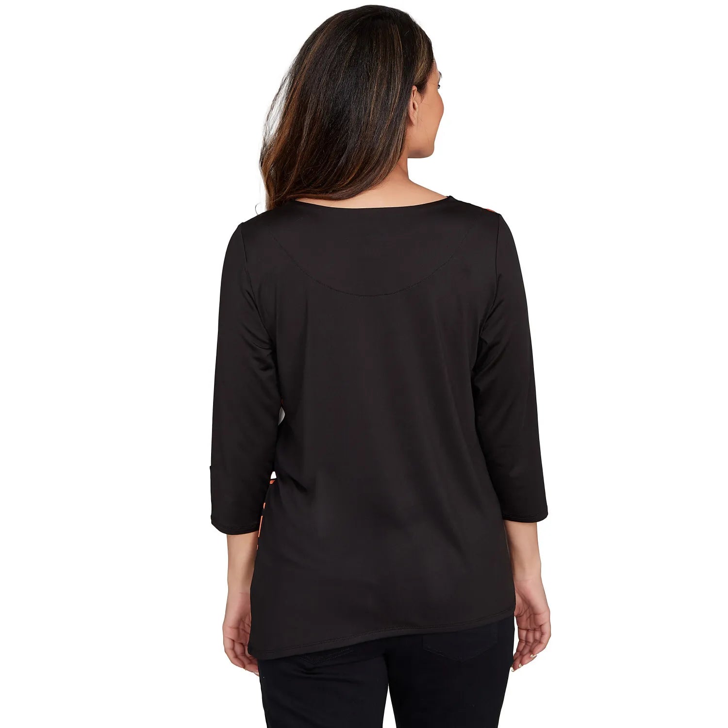 Button Sleeve Bold Floral Top Black Multi  - Ruby Rd