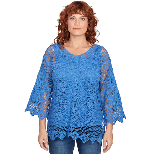 Lined Medallion Crochet Top Ultramarine - Ruby Rd