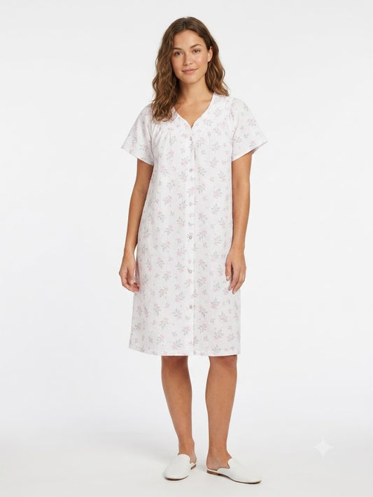Ladies Trapunto Duster w /  Snaps & Pockets white