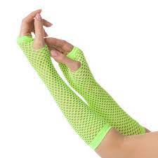 Long Fishnet Gloves Neon Green