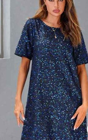 Dress Sequin Navy  - Ninety Clothing Co