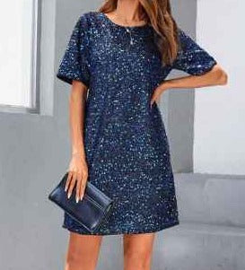 Dress Sequin Navy  - Ninety Clothing Co