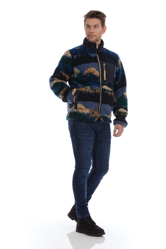 Full Xip Sherpa Jacket Vintage Indigo