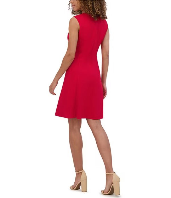 Solid Scuba Crepe Crew Neck  Dress Red - Kensie