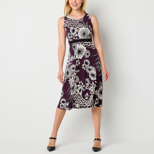 2PC  Floral Jacket Dress Plum / Black - Studio 1