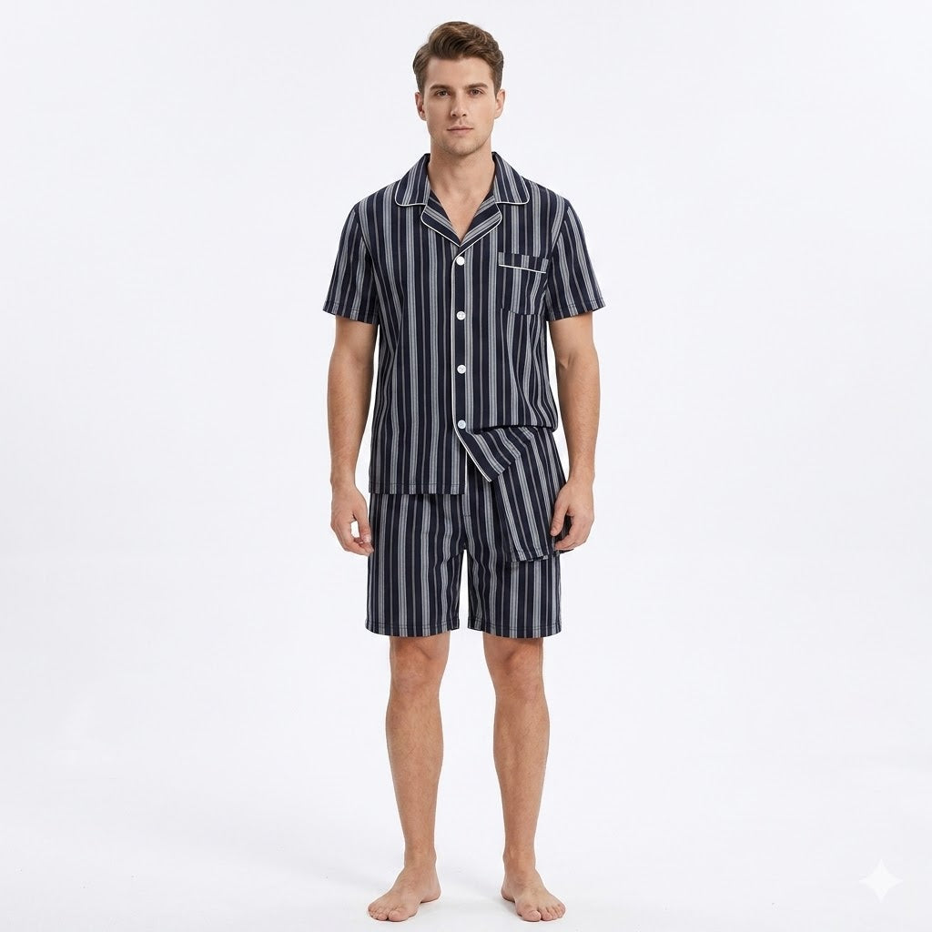 Men´s Pajama Short Sleeve w/ Long short Navy/Grey Multicolor
