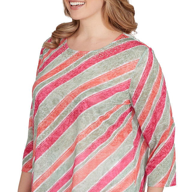 Plus Bias Stripe Beaded Top   - Ruby Rd