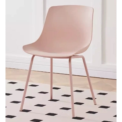 Nordic Style PP Plastic Dining Chair with Metal Frame Rose