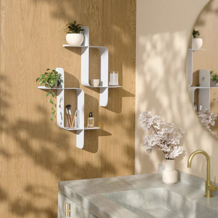 Montage Metal Wall Shelves, Set of 2 White