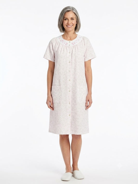 Ladies Trapunto Duster w /  Snaps & Pockets Pink