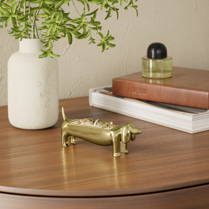 Dachsie Ring Holder Brass